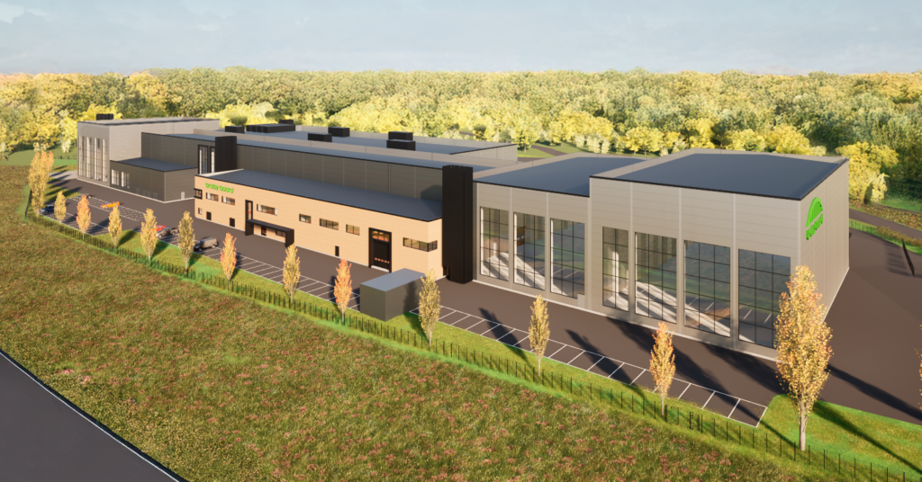 havainnekuva pyhtäälle kaavaillusta kartonkitehtaasta